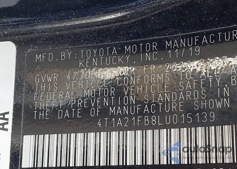 2020 Toyota Avalon Xle из США, поврежденный, VIN 4T1A21FB8LU015139